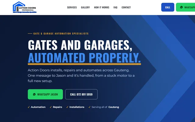 The Action Doors Professional homepage